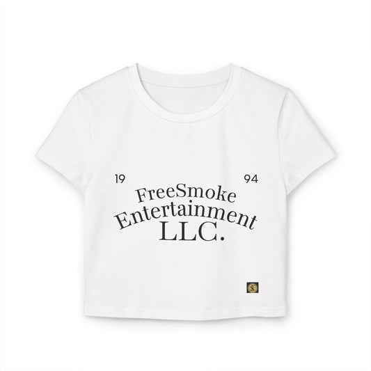 Stylish Gold Logo Women's Baby Tee, Trendy Crop Top, Casual Wear, Gift for Her, Birthday Outfit, Summer Fashion