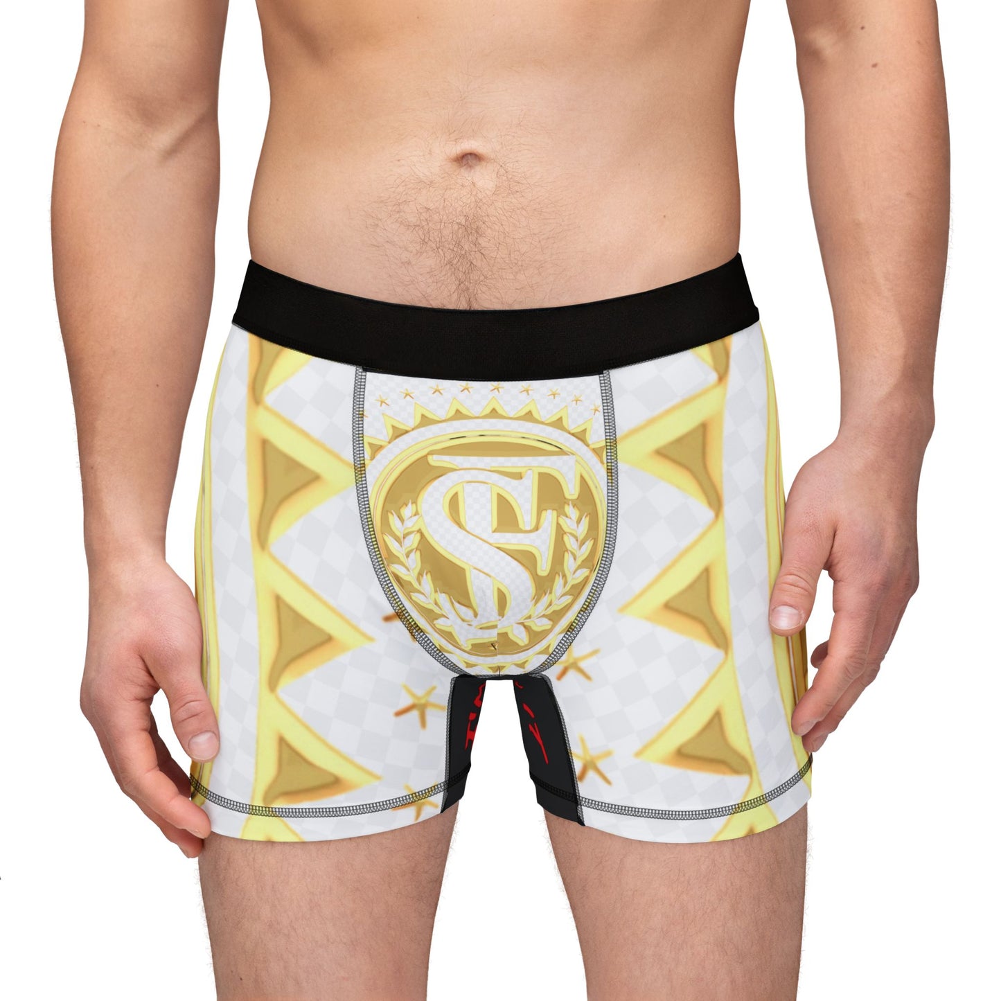 Luxurious Gold Men's Boxers, Stylish Underwear for Men, Comfortable Boxers for Gifts, Trendy AOP Briefs, Fun Fashion for Holidays